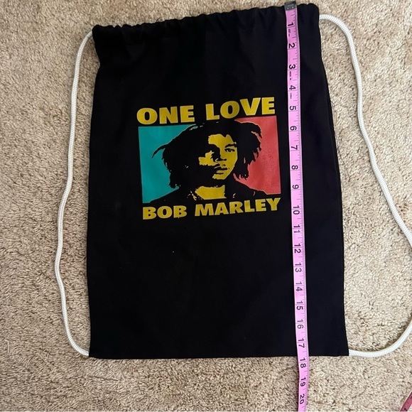 Bob Marley Black Drawstring Backpack 18x13 EUC - Picture 2 of 7